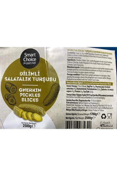 smart choice dilimli salatalık turşusu 2,5 kg*6 adet