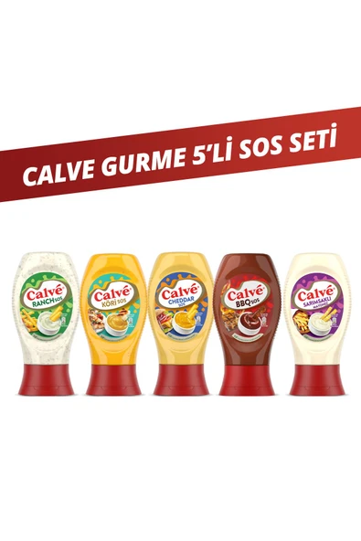 Calve Ranch Sos 245gr & Barbekü Sos 290gr & Cheddar Sos 240gr & Köri Sos 260gr & Sarımsaklı Mayonez