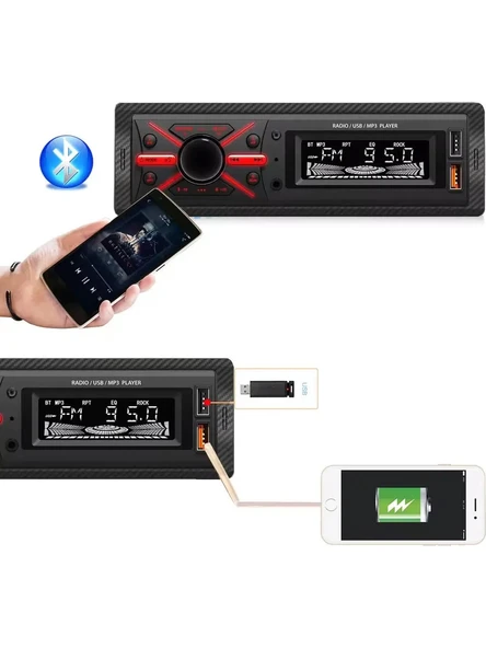 Multifunction 4x50W Bt 2xUsb 7Renk Ambians Aydınlatmalı Oto Teyp 959bt - 3