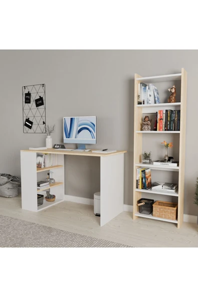 ROZBO MOBİLYA VENA 120 cm Çalışma Masası ve Kitaplık Takımı 4 Renk Seçeneği