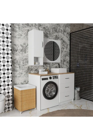 ROZBO MOBİLYA Modern Tek Kapaklı Aynalı Çok Amaçlı Banyo Dolabı - 5