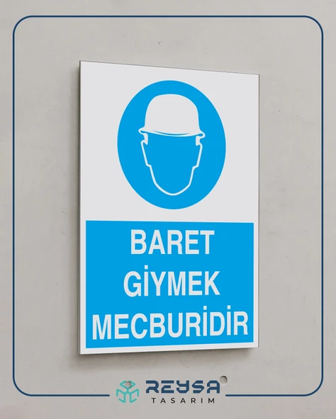Baret Giymek Mecburidir İş Güvenlik Panoosu Sticker 20X28 Cm - Resim 4