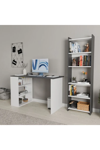 ROZBO MOBİLYA VENA 120 cm Çalışma Masası ve Kitaplık Takımı 4 Renk Seçeneği - 4