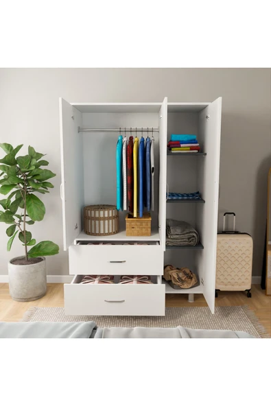 ROZBO MOBİLYA 3 Kapaklı 2 Çekmeceli Giyinme Dolabı - 2