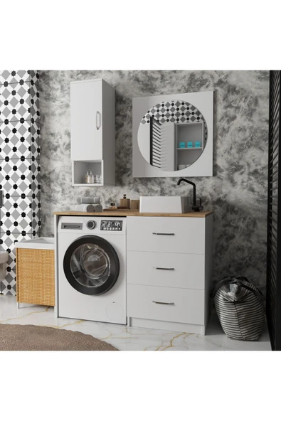 ROZBO MOBİLYA Modern Tek Kapaklı Aynalı Çok Amaçlı Banyo Dolabı - 7