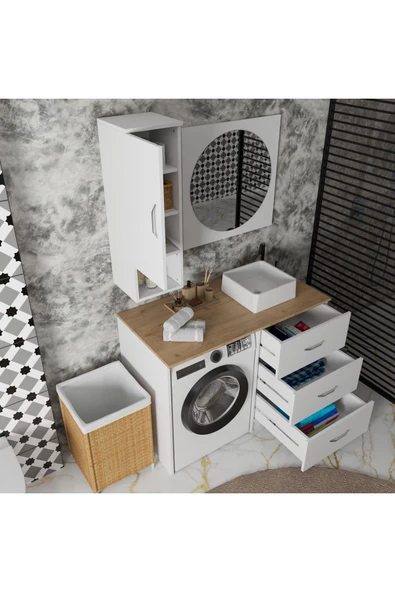 ROZBO MOBİLYA Modern Tek Kapaklı Aynalı Çok Amaçlı Banyo Dolabı - 4