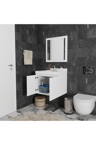 ROZBO MOBİLYA Helia Serisi 2 Kapaklı 60 cm Modern Banyo Dolabı