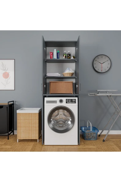 ROZBO MOBİLYA 3 Raflı 2 Kapaklı Çamaşır Makinesi Dolabı 65 x 62 - 2