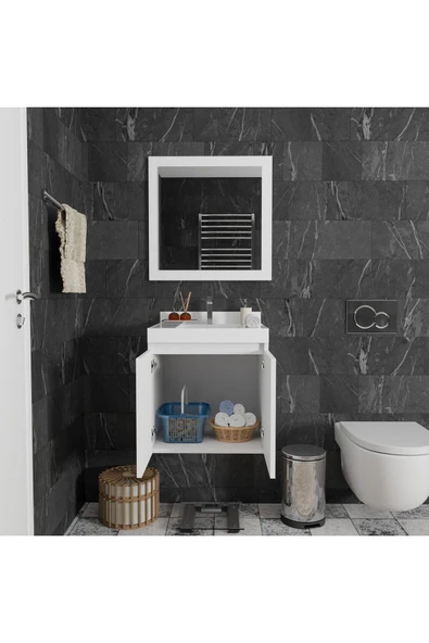 ROZBO MOBİLYA Selva Serisi 2 Kapaklı 50 cm Modern Banyo Dolabı - 2