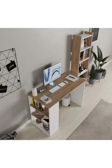 ROZBO MOBİLYA VENA 120 cm Çalışma Masası ve Kitaplık Takımı 4 Renk Seçeneği