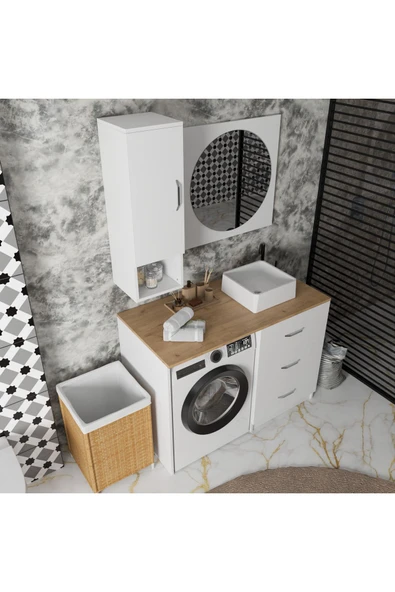 ROZBO MOBİLYA Modern Tek Kapaklı Aynalı Çok Amaçlı Banyo Dolabı - 8