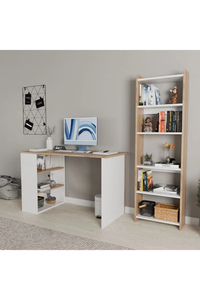 ROZBO MOBİLYA VENA 120 cm Çalışma Masası ve Kitaplık Takımı 4 Renk Seçeneği - 3