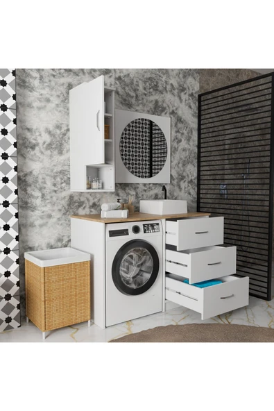 ROZBO MOBİLYA Modern Tek Kapaklı Aynalı Çok Amaçlı Banyo Dolabı