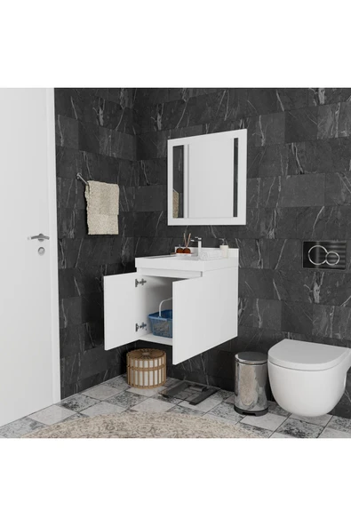 ROZBO MOBİLYA Selva Serisi 2 Kapaklı 50 cm Modern Banyo Dolabı