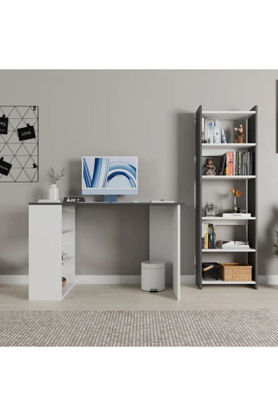 ROZBO MOBİLYA VENA 120 cm Çalışma Masası ve Kitaplık Takımı 4 Renk Seçeneği