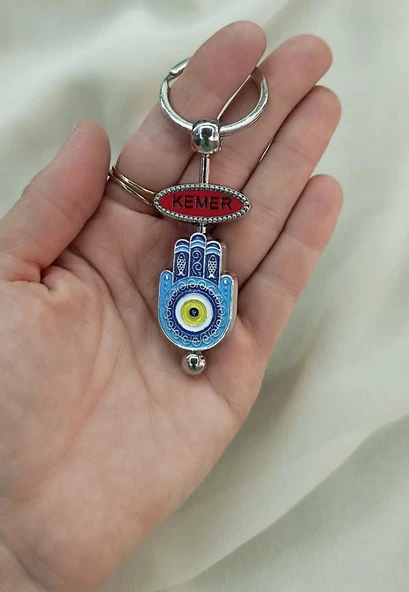 Anahtarlık Metal Fatımı Ana Eli Göz Nazar Türkiye Yazılı Çanta Araba Cüzdan Süsü - 2