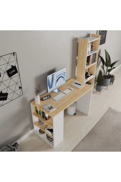 ROZBO MOBİLYA VENA 120 cm Çalışma Masası ve Kitaplık Takımı 4 Renk Seçeneği - 3