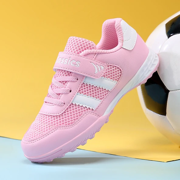 Kız Çocuk Futbol Ayakkabısı - Halı Saha Kramponu (Pembe)