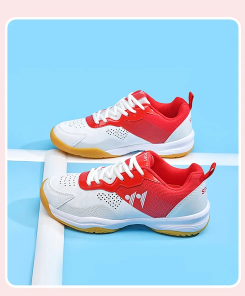 Kadın Badminton Ayakkabısı (Beyaz - Kırmızı)