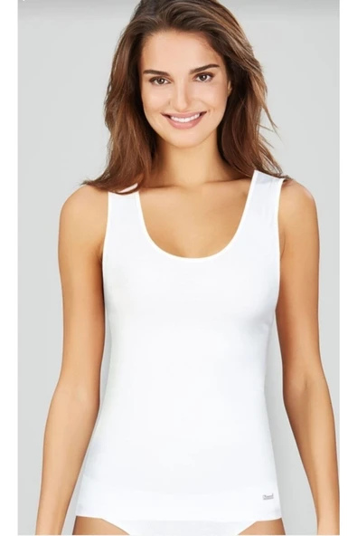 Kom Kadın Beyaz Basic Singlet Atlet Likralı 6363