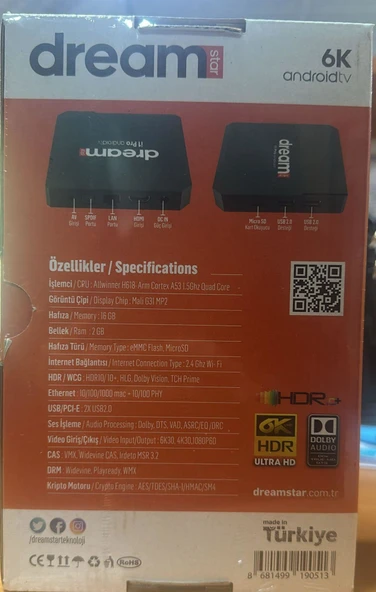 DREAMSTAR İ1 Pro ANDROID BOX 2GBRAM 16GB HAFIZA Wifi 6K - 3
