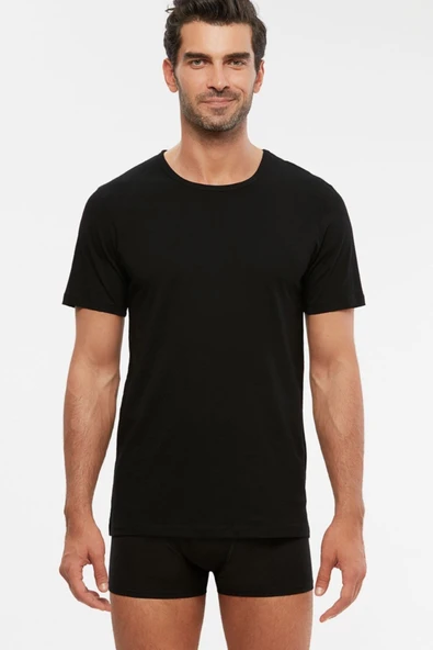 Kom Erkek Penye Likra Compact Kısa Kol 0-yaka T-shirt 2 Li