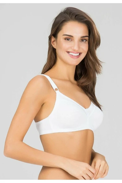 Kom Kadın Beyaz Carol Toparlayıcı Telsiz Kapsız Detaylı Sütyen - Resim 2