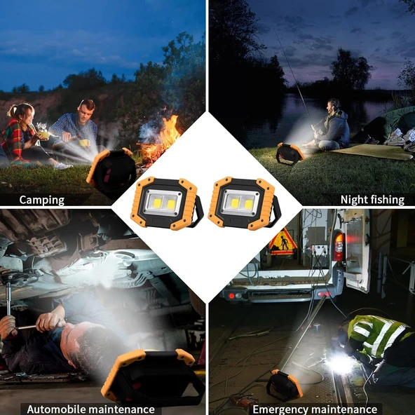 2 adet 30W Spot Işığı Kamp Lambası Telefon Şarj Özelliği IP65 Su Geçirmez Çalışma Lambası - 5