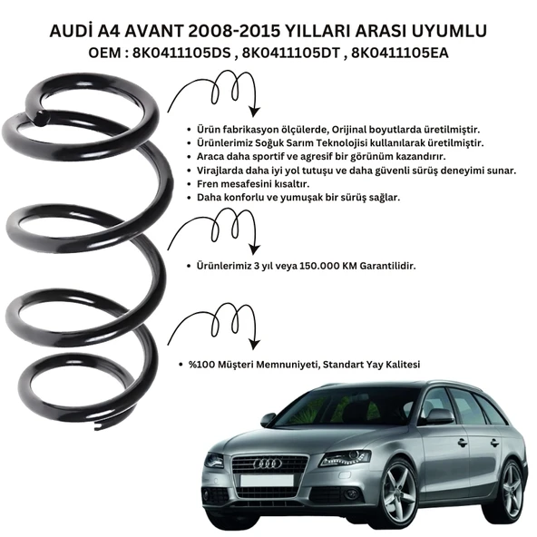 Ön Helezon Yay Takımı - 2 Adet Standart Yay ST102003F, Audi A4 Avant (2008-2015) Uyumlu