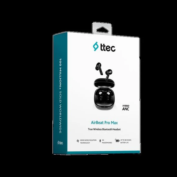 TTec 2KM149S AirBeat Pro Max ANC Gerçek Kablosuz TWS Bluetooth Kulaklık Siyah