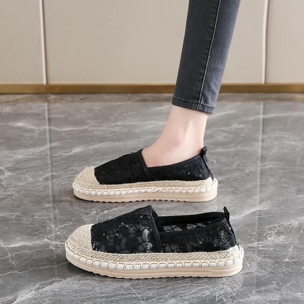 Kadın Yazlık Nefes Alabilir Loafer Ayakkabı (Siyah)