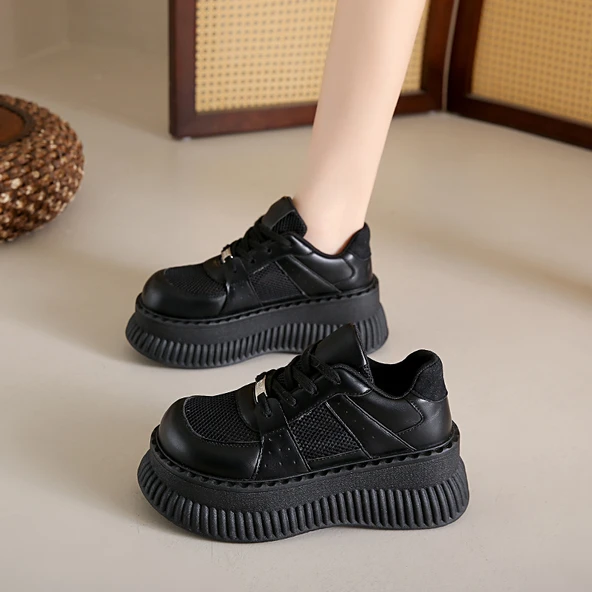 Kadın Platform Loafer Ayakkabı (Siyah)