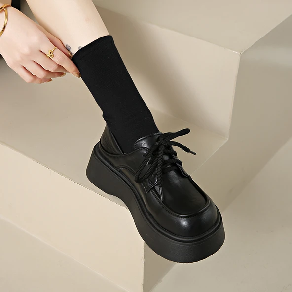 Kadın Platform Loafer Ayakkabı (Siyah-1)
