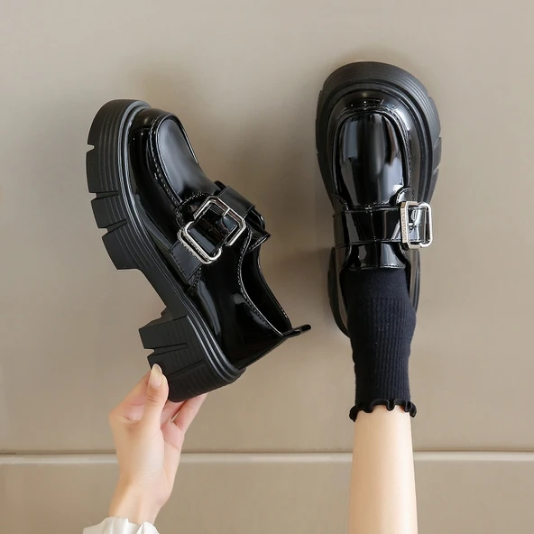 Kadın Loafer Ayakkabı (Parlak Siyah-2)