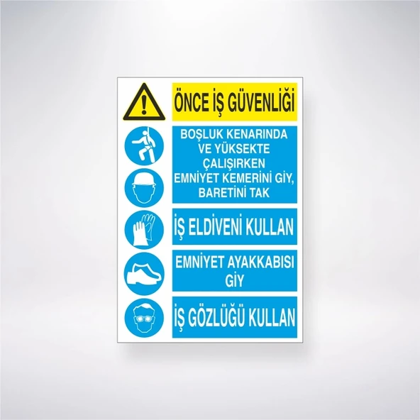 Önce İş Güvenliği Boşluk Kenarında Ve Yüksekte Çalışırken Emnıyet Kemerini Giy, Baretini Tak İş Eldiveni Kullan Emniyet