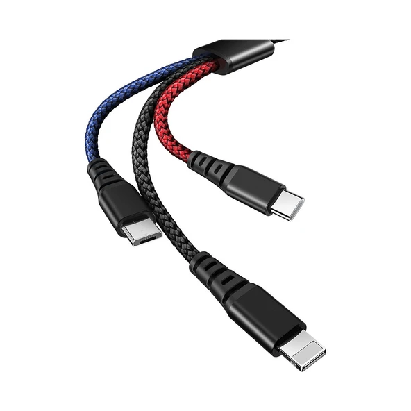 Mcdodo CA-6220 3in1 (Micro-Iphone-Type-C)Data-Şarj Kablosu 2.4A 1.2m-Renkli - Resim 3