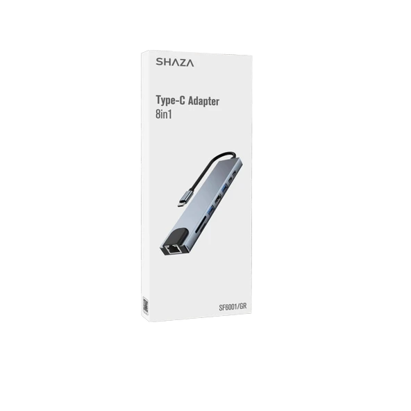 SHAZA 8in1 USBType-C Hub Port Adaptör HDMI USB Ethernet PD Girişli - 2