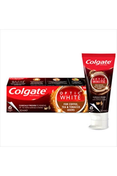 Colgate Optic White Aktif Kömür Diş Macunu 50ml +  360 Charcoal Diş Fırçası x 2 Adet
