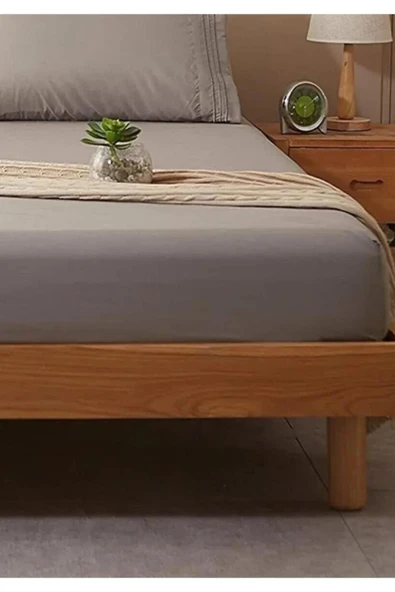 Sheri Home Tekstil Lastikli Pamuk Penye Çarşaf Gri 180 X 200 Kingsize Grii01453881188 - Resim 4