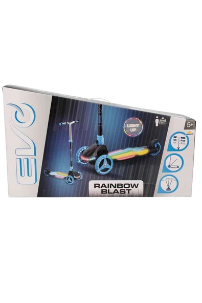 3 Tekerlekli Katlanabilir Rainbow Blast Işıklı Mavi Scooter ile Her Yolculuk Bir Renk Şöleni! - 5