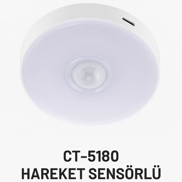 CATA CT-5180 Şarjlı Dolap İçi Kabin LED Aydınlatma  Mıknatıslı ve Hareket Sensörlü Lamba 4000K Doğal Beyaz - 3