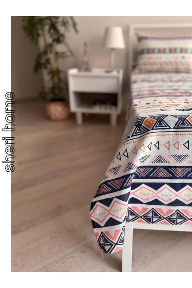 Sheri Home Tekstil Çift Kişilik Lastiksiz Çarşaf Ve 2 Adet Yastık Kılıfı - 3