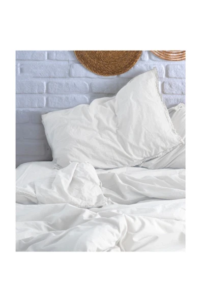 Sheri Home Tekstil Tufted Vintage Handmade Çift Kişlik Nevresim Takımı - Cream