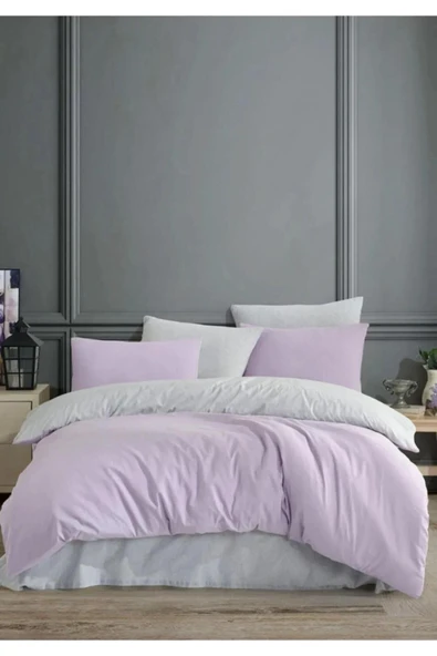 Sheri Home Lilac Düz Desen Çift Taraflı Çift Kişilik Nevresim Seti 200x220 %100 Pamuk014530200 - 2