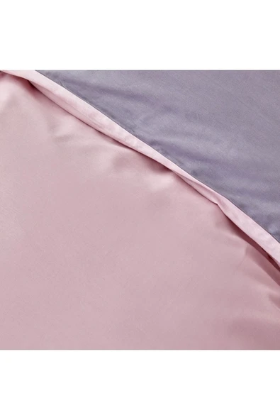 Sheri Home Basic Gül Kurusu Koyu Gri Çift Taraflı Çift Kişilik Nevresim Seti 200x220 %100 Pamuk Pinkcastle02 - 5