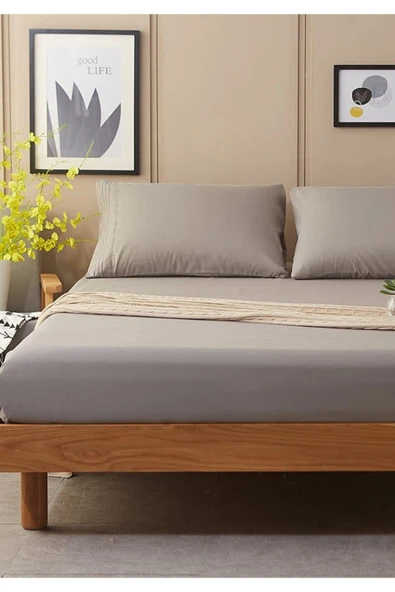 Sheri Home Tekstil Lastikli Pamuk Penye Çarşaf Gri 180 X 200 Kingsize Grii01453881188 - Resim 2