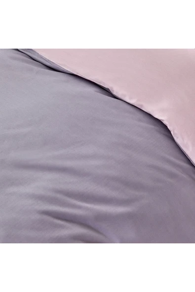 Sheri Home Basic Gül Kurusu Koyu Gri Çift Taraflı Çift Kişilik Nevresim Seti 200x220 %100 Pamuk Pinkcastle02 - 3