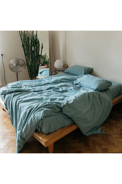 Sheri Home Tekstil Ephesus Vintage Nevresim Seti Çift Kişilik - Mineral Blue - Resim 2