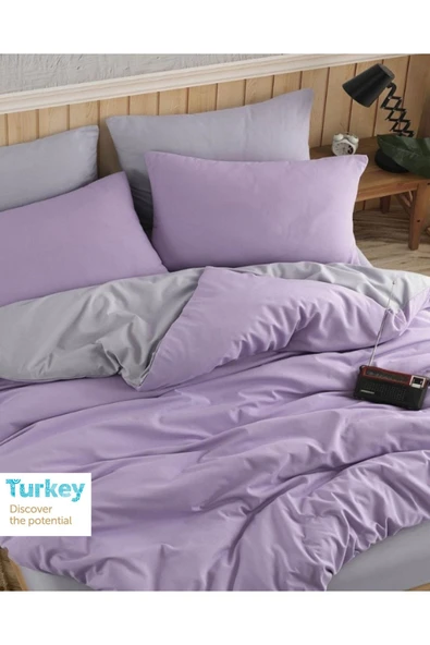 Sheri Home Sheri Basic Lİlac Çift Kişilik 1 Adet Nevresim (YORGAN KILIFI)200 cm x 220 cm, Malzeme: %100 Pamuk. - 2