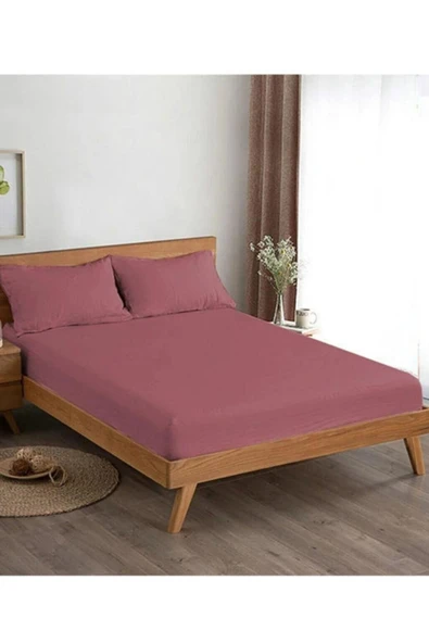 Sheri Home Tekstil Çift Kişilik Ütülenir Düz Çarşaf -Hardal Vintage 200x200 SHERi888894596